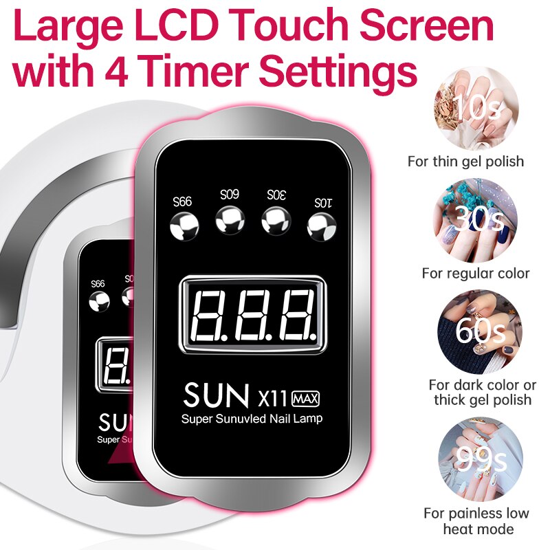 Lámpara LED UV para secado de uñas en Gel acrílico, con modo de bajo calor, Sensor inteligente, máquina de manicura para salón de manicura, 66LED, novedad