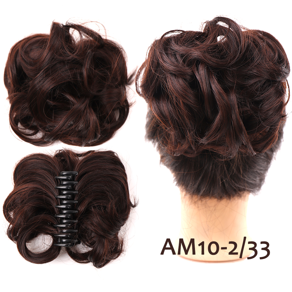 LM chaotisch lockig kurz Kunsthaarverlängerung Chignon Krapfen Rolle Brötchen Perücke Klaue Clip in Haarteil für Frauen