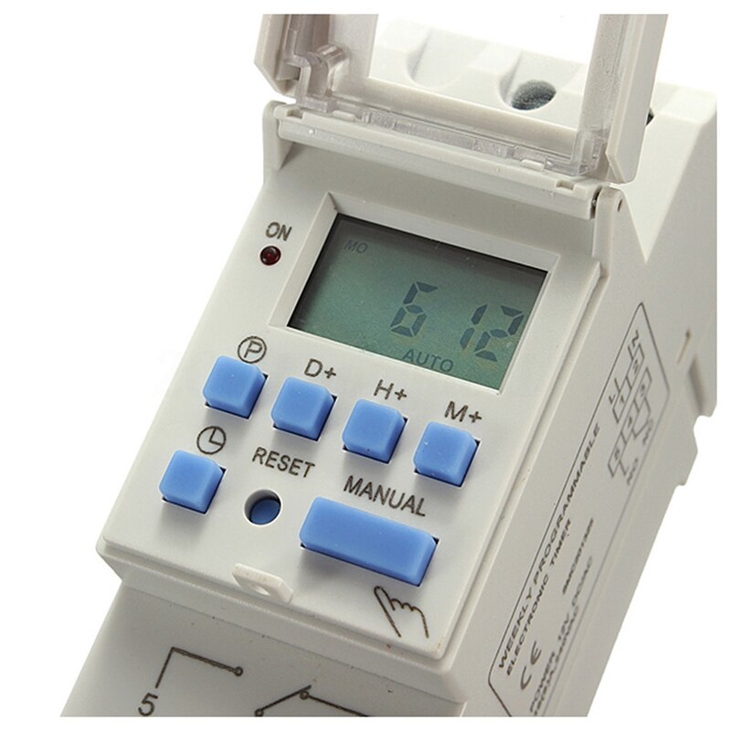 Din Rail Tijdrelais Schakelaar Digitale Lcd Programmeerbare Timer Dc 12V 16A
