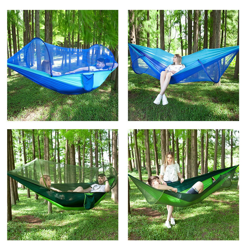 Automatische moskitonetz-hängematte für 1-2 personen, outdoor-hängematte aus nylonstoff, camping-moskitonetz-hängematten-baldachin-zelt
