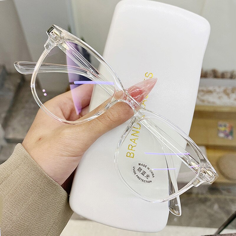 Transparent Computer Glasses Frame Women Men Anti Blue Light Round Eyewear Blocking Glasses Optical shooting Spectacle Eyeglass