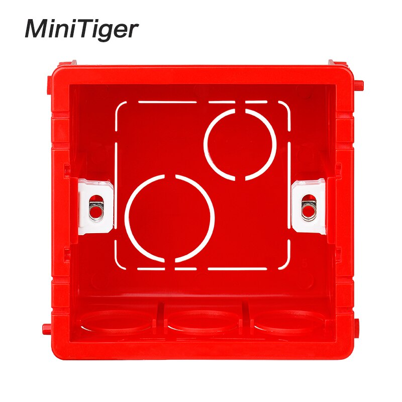 Minitiger justerbar monteringsboks intern kassette 86mm*83mm*50mm til 86 type switch og stikkontakt rød farve ledningsføring bagboks: Rød