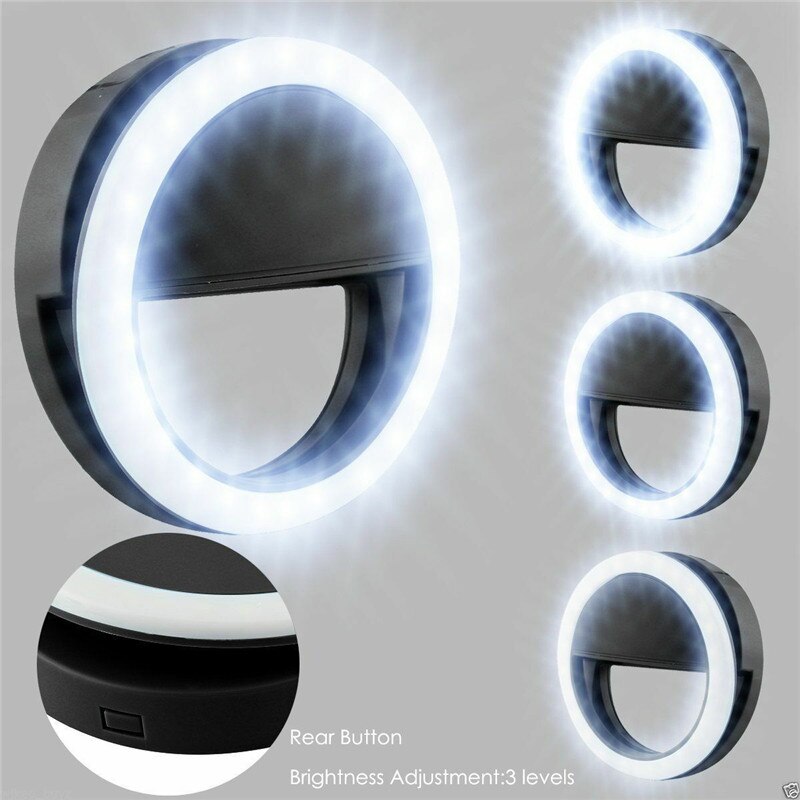 Universal Mini Ring Lamp Beauty Fill Ring Light Camera Lenses Enhancing Phone Selfie Luminous Flash Supplementary Accessories: Black