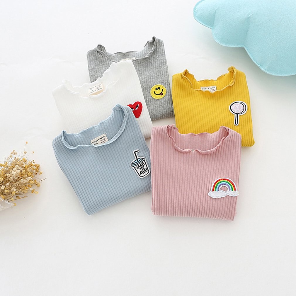 Camiseta de oreja de madera para niña, camisa con botones salvaje para bebé, ropa cálida de manga larga para Otoño e Invierno