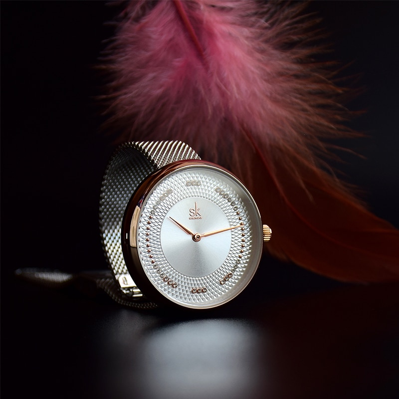 Shengke Creatieve Vrouwen Horloges 3 Kleuren Stijlvolle Japanse Quartz Dames Horloge Luxe Rvs Klok Reloj Mujer Vrouw