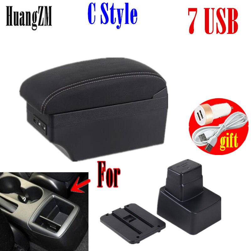 Pour CX-3 CX3 accoudoir boîte universelle voiture console centrale modification accessoires double surélevé avec USB: C style white line
