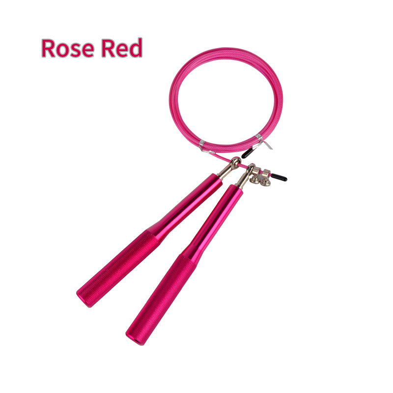 Bearing Jump Rope Crossfit Weighted High Strength Aluminum Alloy Handle Steel Rope Man Women Fitness Exercise Adjustable Rope: rose red