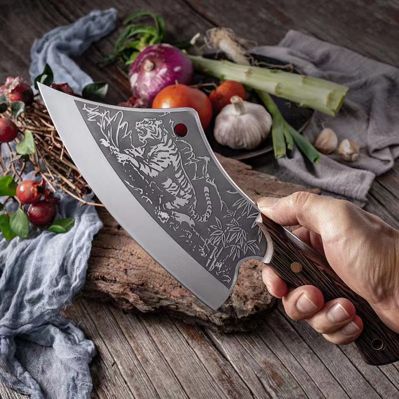 Kitchen Knife High Carbon Steel Butcher Meat Chopping Cleaver Knives Wenge Wood Handle Handmade Forged Chinese Chef Knife