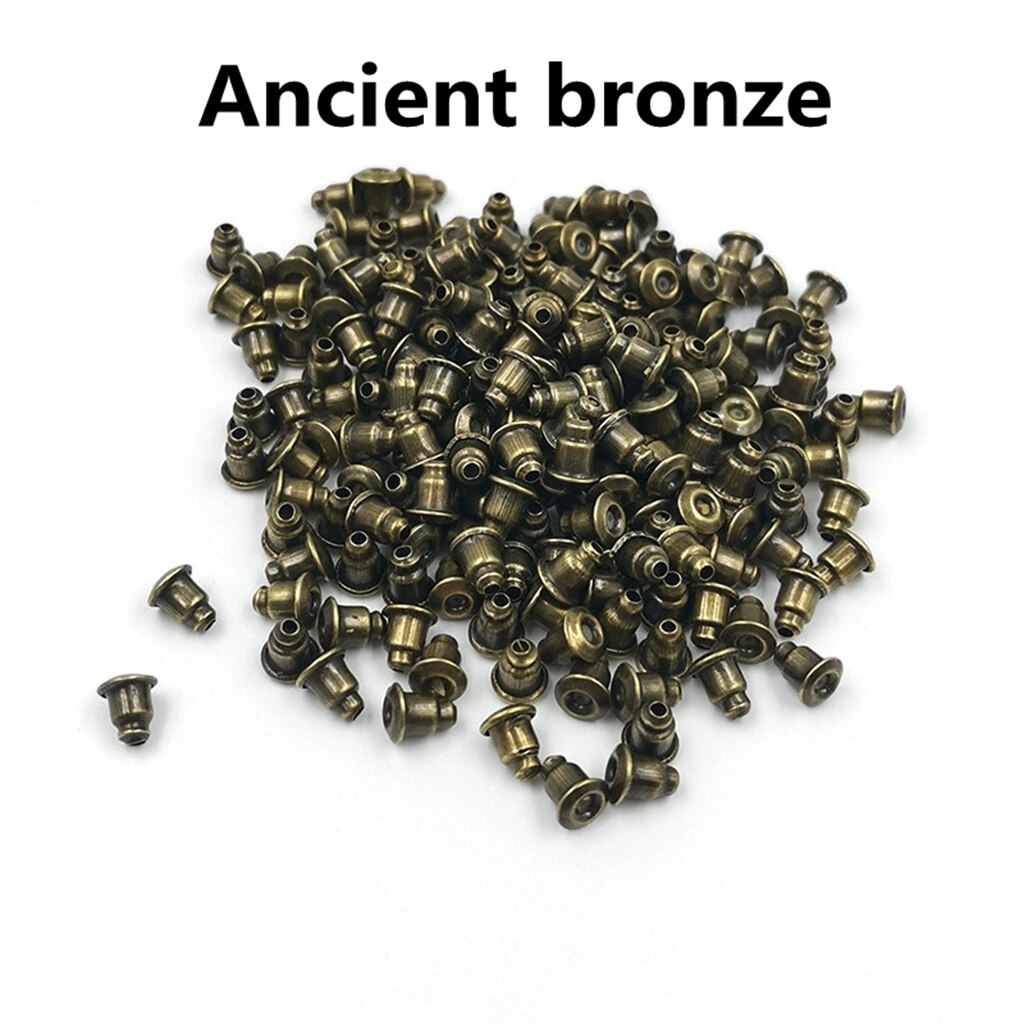 200 Pcs/Lot Bullet Earring Backs PlugDIY Blocked Caps Earring Accessories Stopper Scrolls Jewelry Findings: Antique Bronze