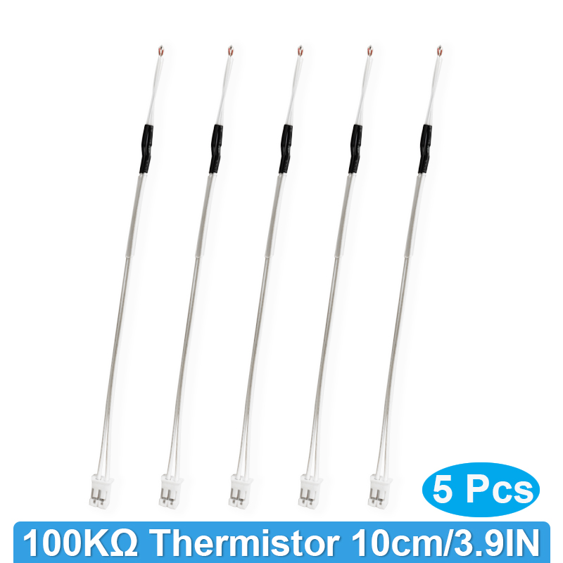 5Pcs 3D Printer Thermistor NTC 3950 100K Ohm 10cm 2Pin Connector Temp Sensor for Anycubic 3D Printer Hotend Mega Vyper Chiron