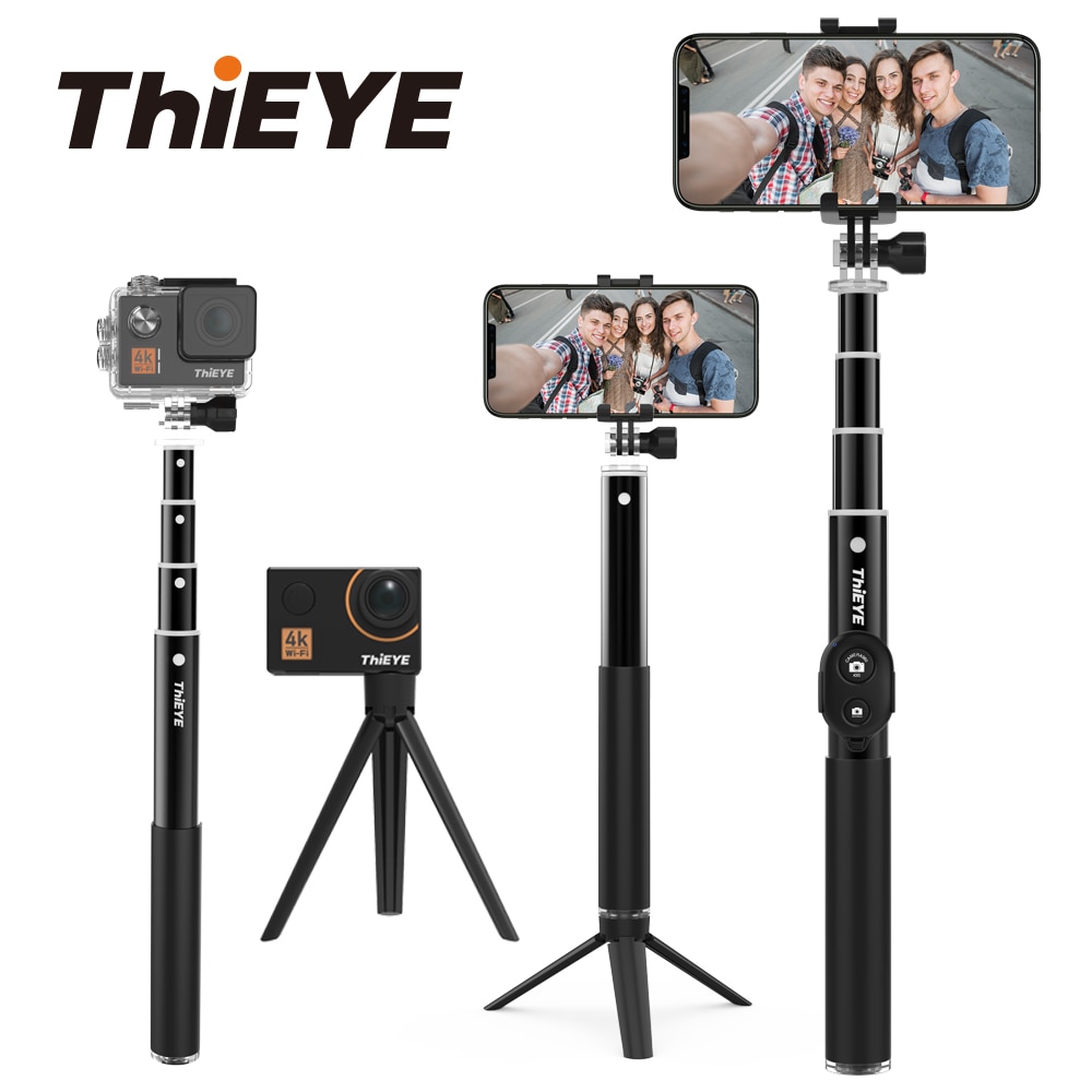 Bluetooth 34- tommers actionkamera selfie-pinne mini-stativ utvidbart monopod til gopro eken akason alle handling-kamera og smarttelefon