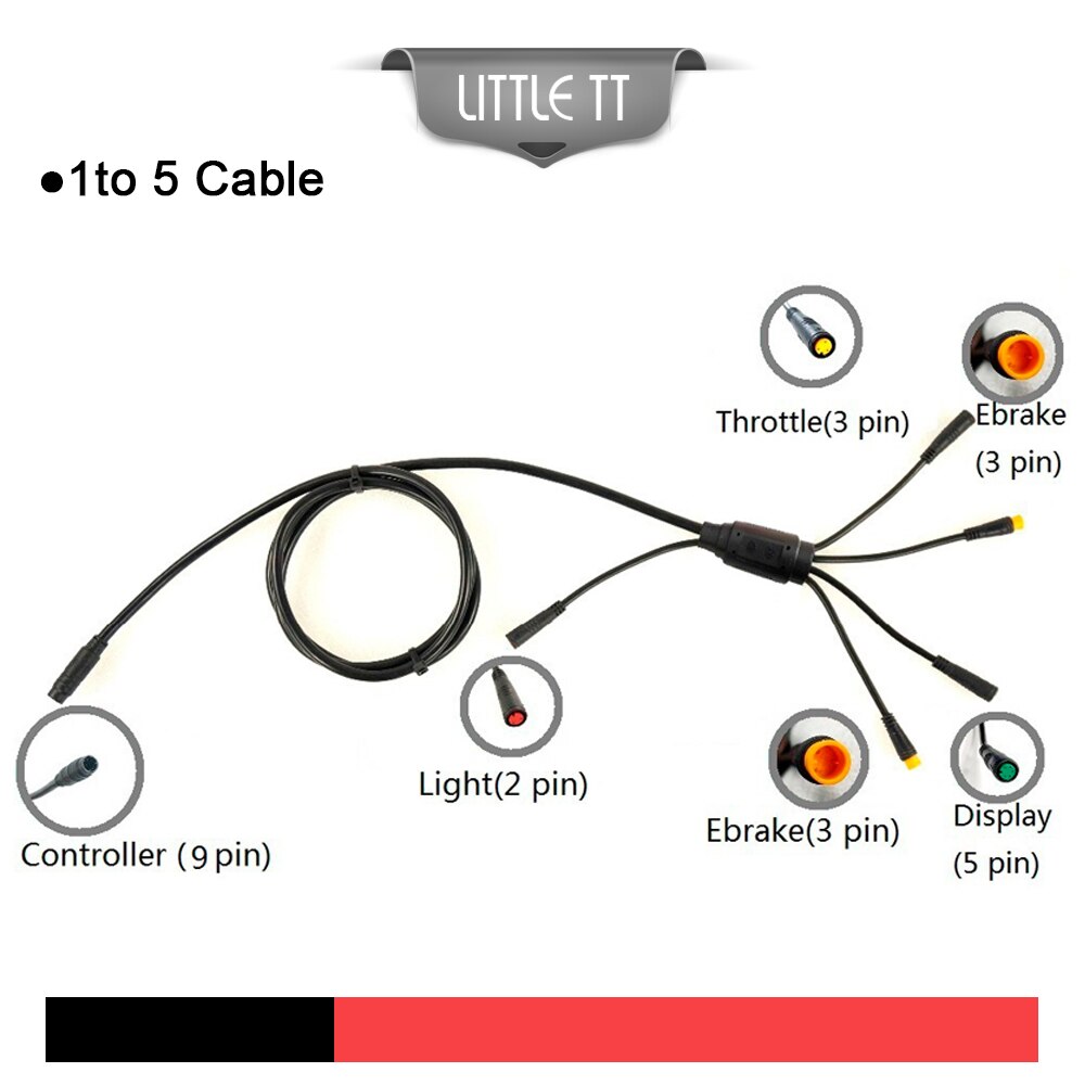 Ebike julet 1 t 4/1 t 5 vattentät kabel för styrenhet/ljus/ebroms/gasreglage/display ebike konverteringskabel