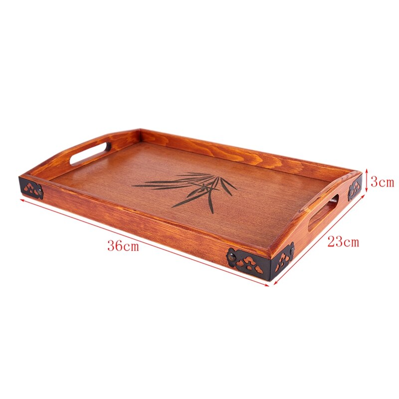 Meal Tea Drink Tray Wooden Breakfast Tea Tray with Handle Kitchen Catering Breakfast Service