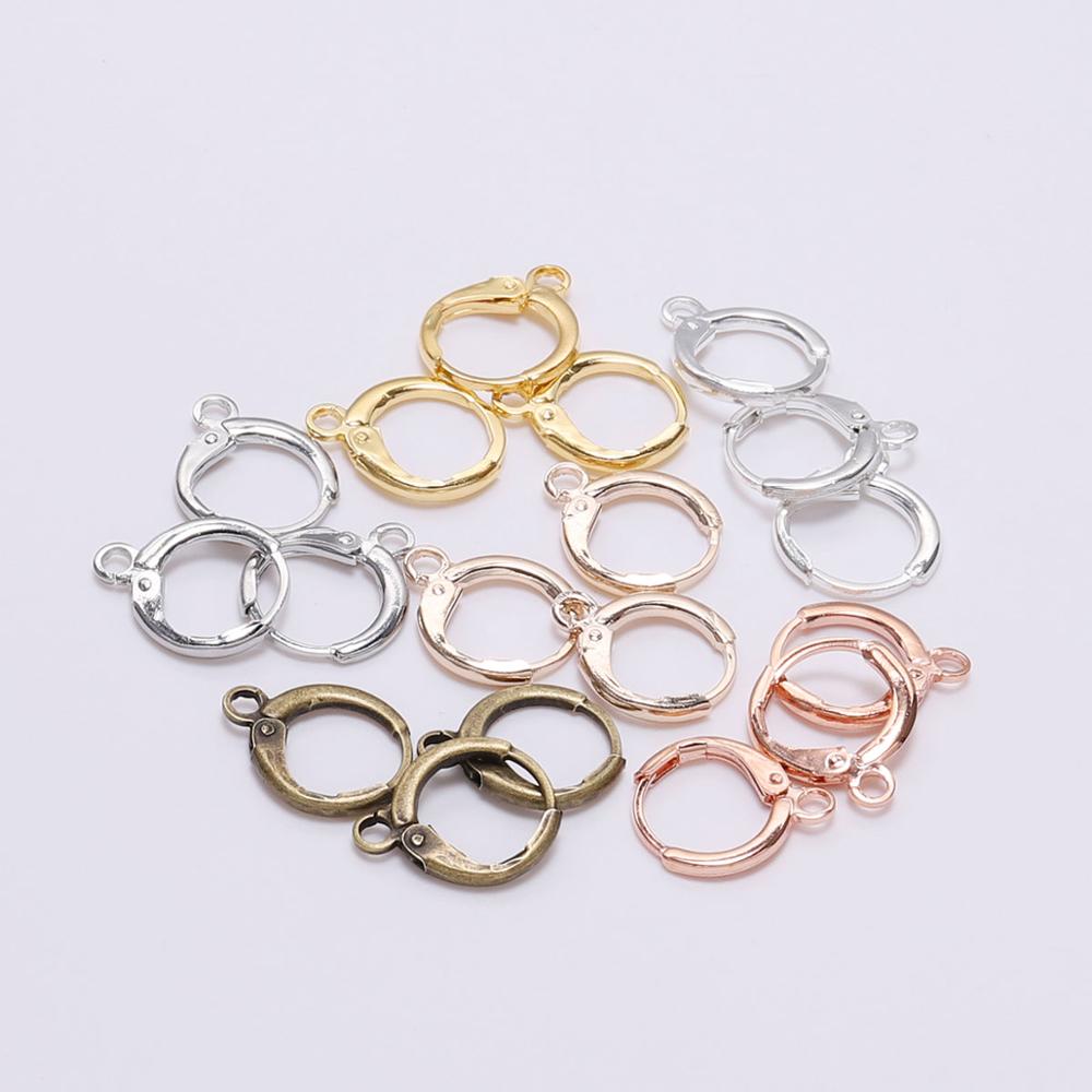 20pcs product 14*12mm Hook Clip Earrings Clasps & Hooks Material Wire Settings Base Hoops Supplies For DIY Jewelry