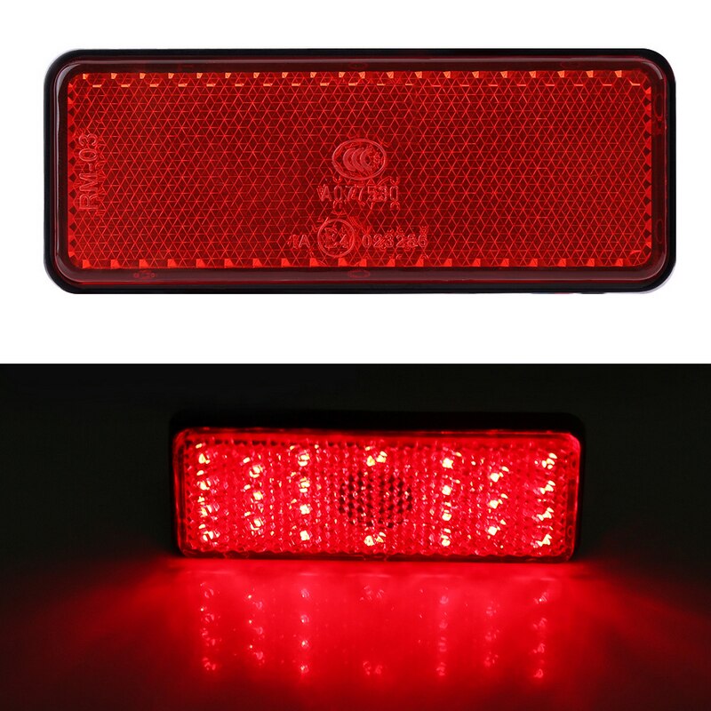 12V Red Motorcycle LED Reflector Light Truck Scooter ATV 24LED Rectangle Tail Brake Stop Light Waterproof