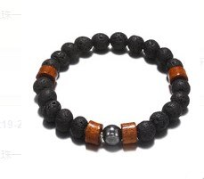 Charme Natürliche Stein Männer Frauen Armbinde Kreuz Schwarz Lava matt Perlen Armbänder Handgemachte Gebet Fitness Kette Paar Schmuck: ssz191