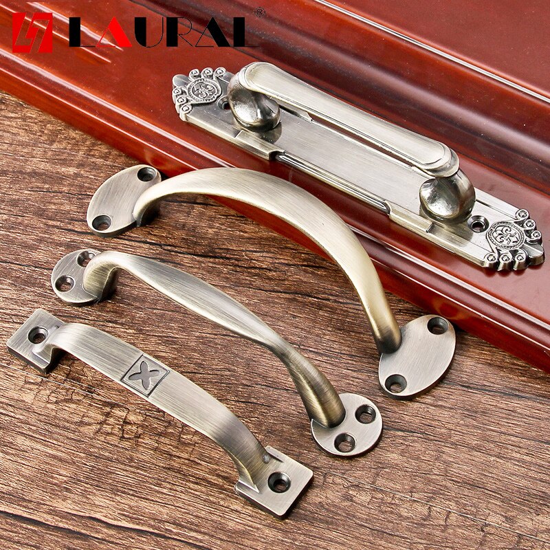 Antique Bronze Bronze Wall Mounted Handle European Invisible Wooden Door Handle Wardrobe Drawer Cabinet Door Handle
