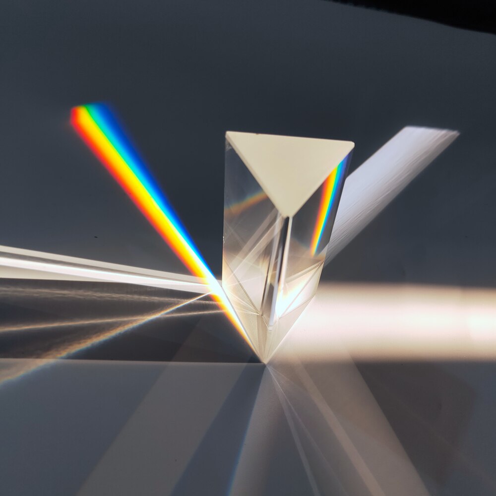 30x30x50mm Dreieckigen Prisma BK7 Optische Gebrochen Licht Spektrum Regenbogen Prismen Glas Physik Lehre freundlicher Studenten präsentieren