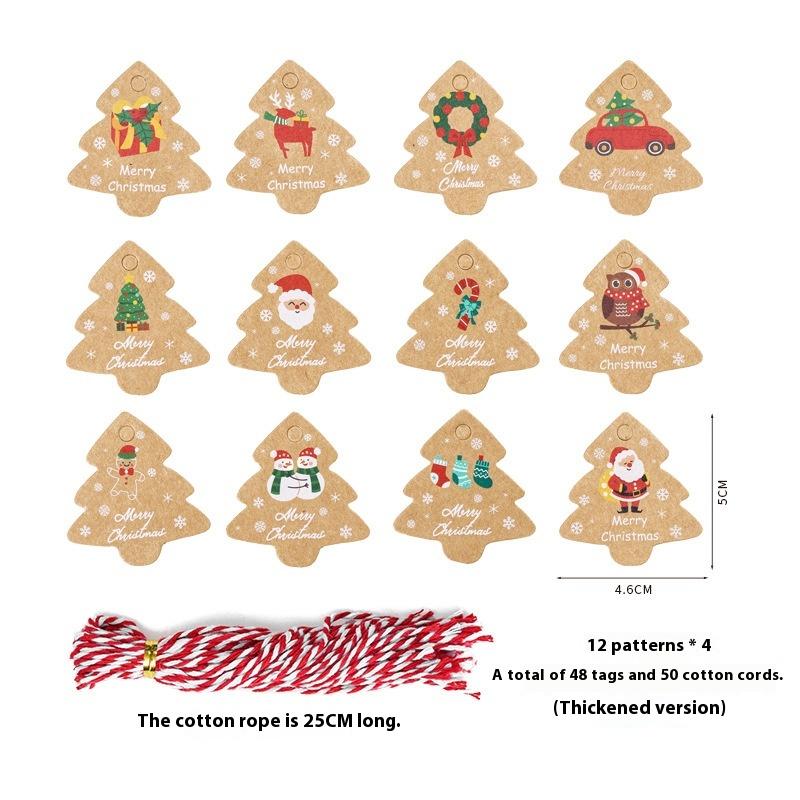 48 szt. Etykiety na choinkę, woreczki na prezenty, wiszące etykiety z papieru kraft, retro świąteczne opakowania na cukierki i ciasteczka, dekoracje bożonarodzeniowe kolęda Navidad: Jasnoszary