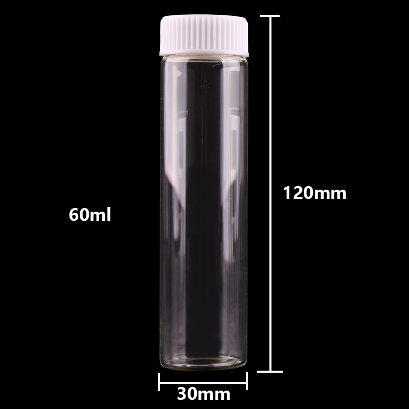 Botellas de vidrio transparentes de 15 ml, 25 ml, 40 ml, 50 ml, 60 ml, con tapón de rosca de plástico blanco, frascos pequeños, para manualidades, 24 Uds.