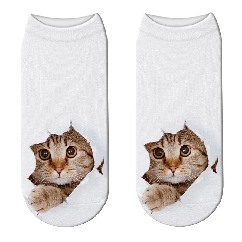 Women 3D Printed Animal Socks Funny Cartoon Cat Dog Cotton Low Ankle Unisex Socks носки с принтами: Style10