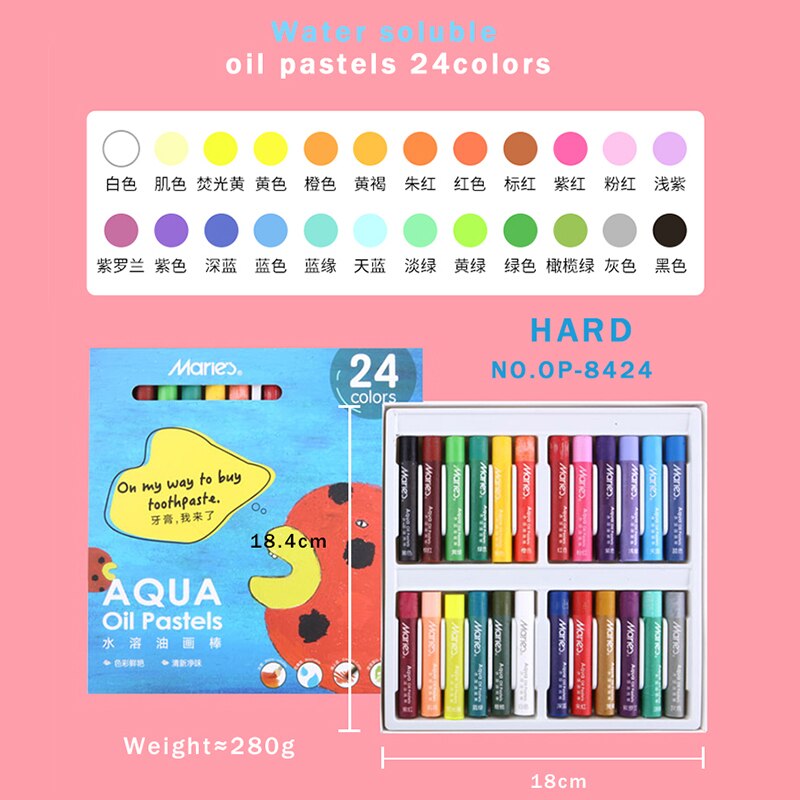 Marie &#39;S Water Oplosbare Zware Kleur Olie Pastel/Krijt/Stok 12/24/36 Kleuren Veilig Macaron/Morandi art Soft/Hard Graffiti Olie Pastel: OP-8424-24colors