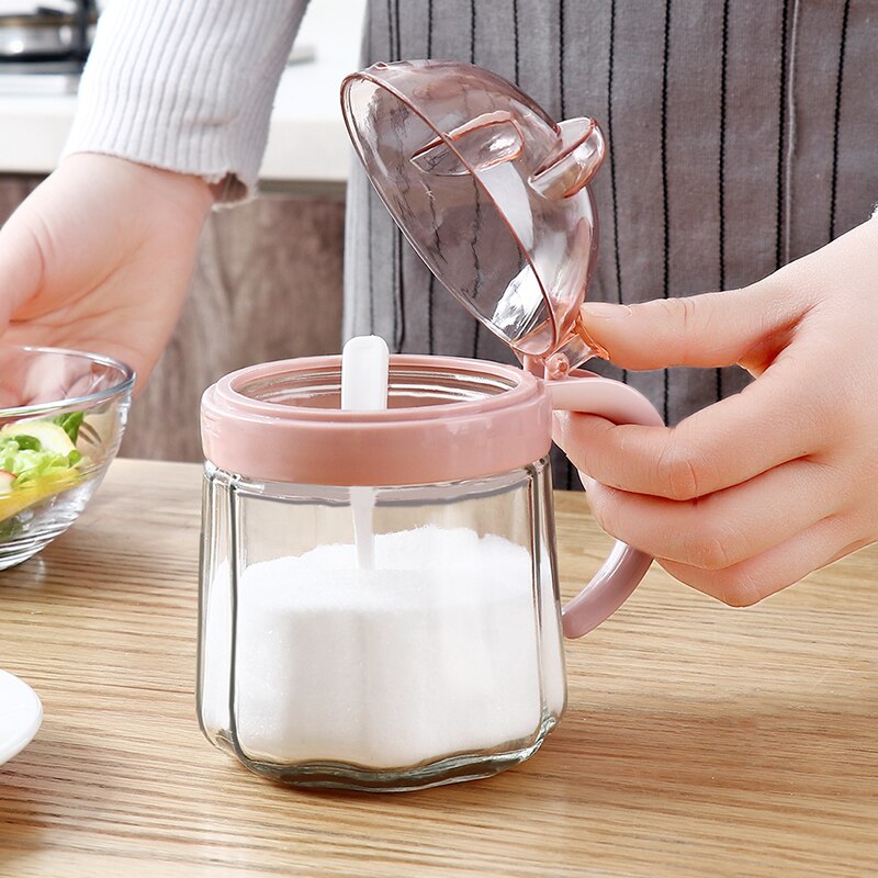 Lids Bulk Spice Jars Spoon Set Glass Shakers Salt Pepper Spice Storage Container Salero De Cocina Kitchen Organizer EA6TWG