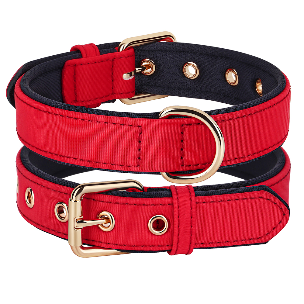 Collier en nylon imperméable pour chien, 8 couleurs, doux, rembourré, respirant, colliers pour animaux de compagnie, petits et moyens chiens, Chihahua, PDPDog, accessoires: S / Rouge