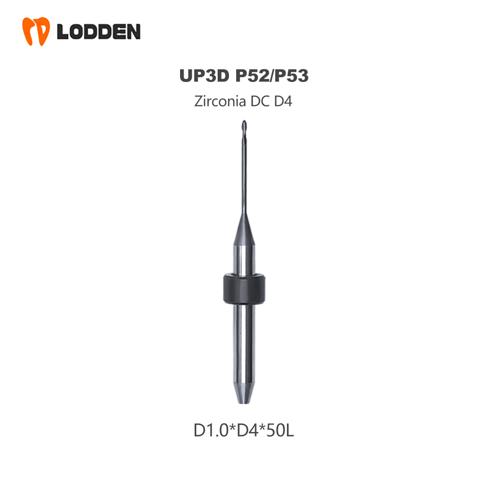 UP3D P52/P53/P55D Zirconia Milling Bur D4 Shank DLC/DC/DCG Diamond Coating 50mm Length 0.3/0.6/1.0/2.0mm UP3D Dental Milling Bur