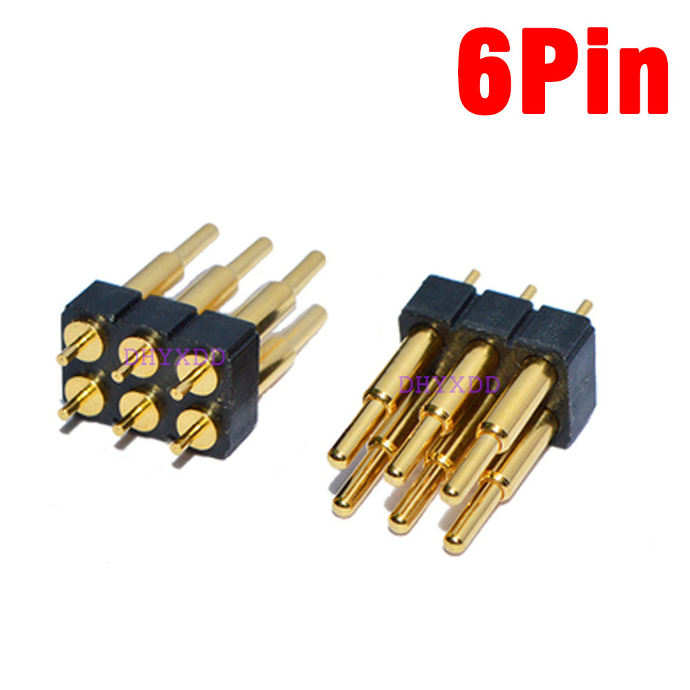 1pcs Male Spring Loaded Pogo Pin Connector 4 6 8 10 12 14 16 20 Pin Dual Row Surface Mount SMT DIP Height 7.0mm Pitch 2.54 mm