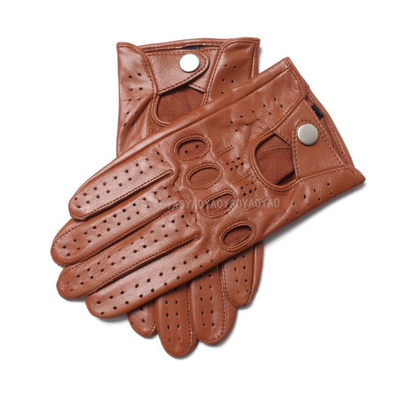 Gants de moto en cuir véritable pour hommes, en peau de mouton, à la , noirs, respirants, pour la conduite, mitaines pour hommes