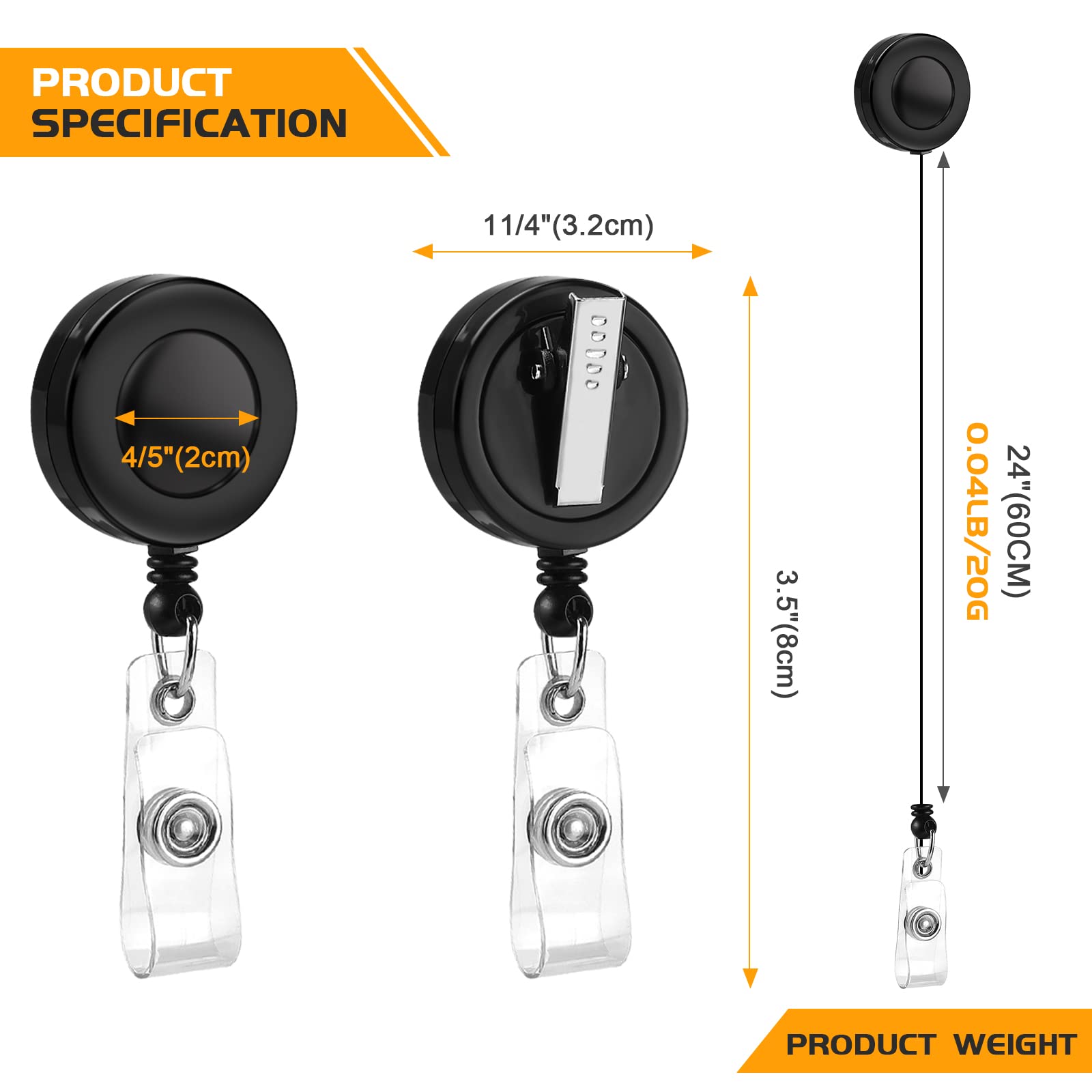 5-pack badgehaspels intrekbaar met draaibare alligatorclip intrekbare badgehouderhaspels multitool karabijn sleutelhanger
