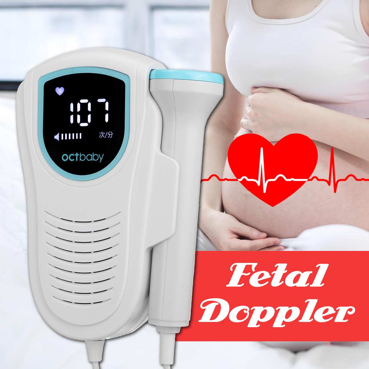 Foetale Doppler Ultrasound Baby Hartslag Detector Home Zwangere Doppler Baby Hartslagmeter Pocket Doppler Monitor 3.0M