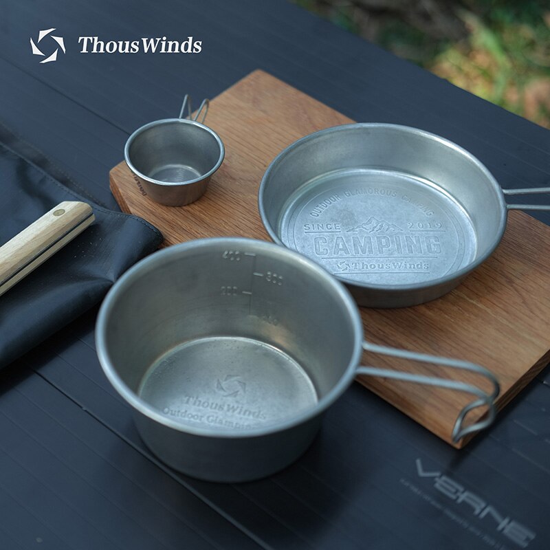 Thous ventos sierra copo com alça utensílios de mesa para acampamento ao ar livre utensílios de mesa 40/280/450ml viajar equipamentos campismo suprimentos
