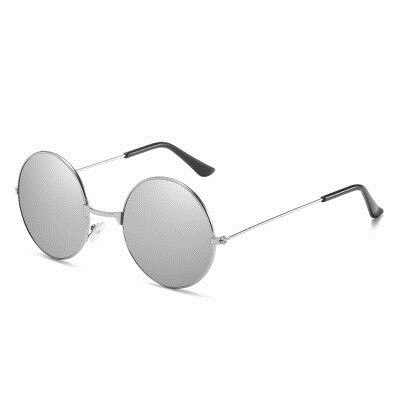 Runde Brille Männer Frauen Steampunk Sonnenbrille Jahrgang Sunglasse Frauen Runde Sonnenbrille Neue Spiegel UV400: Silber