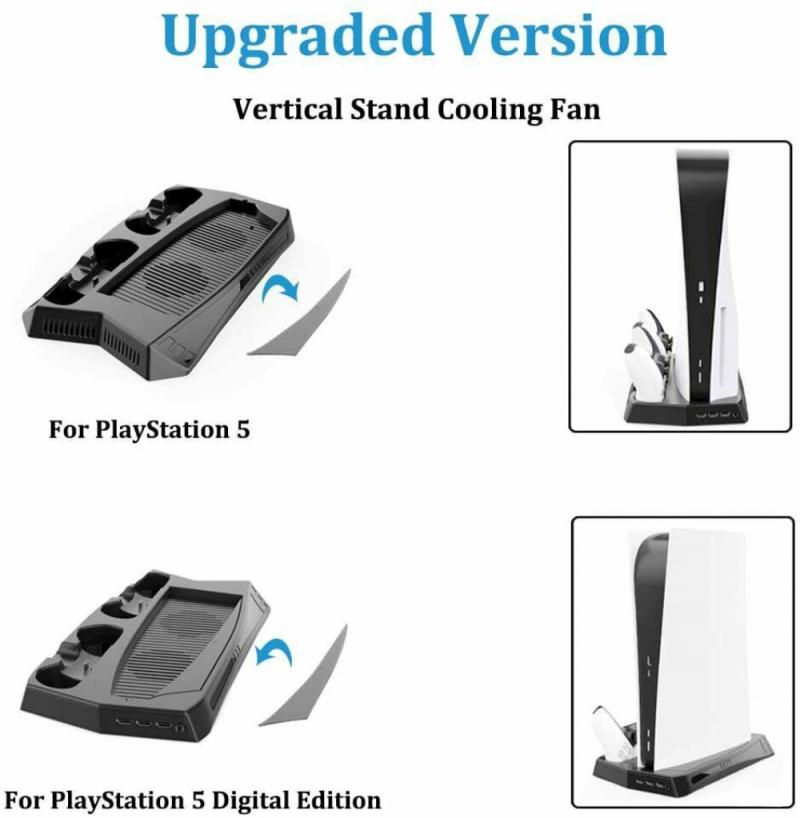 Suitable For PS5 DE/UHD Game Console Cooling Fan Cooler Multi-function Charging Stand Cooling Fan Base With For PS5 Cooling Fan