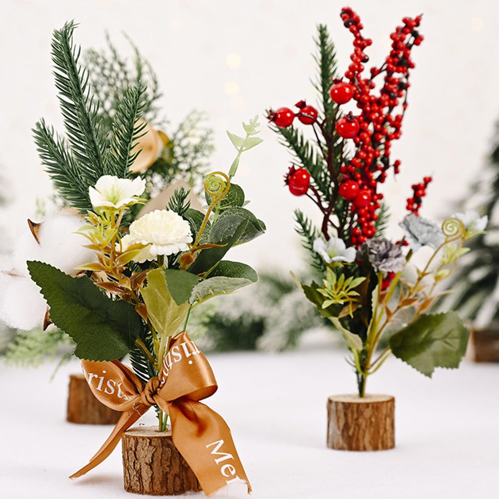 Home Artificial Christmas Tree Decor Red Fruit Pine Desk DIY Craft
