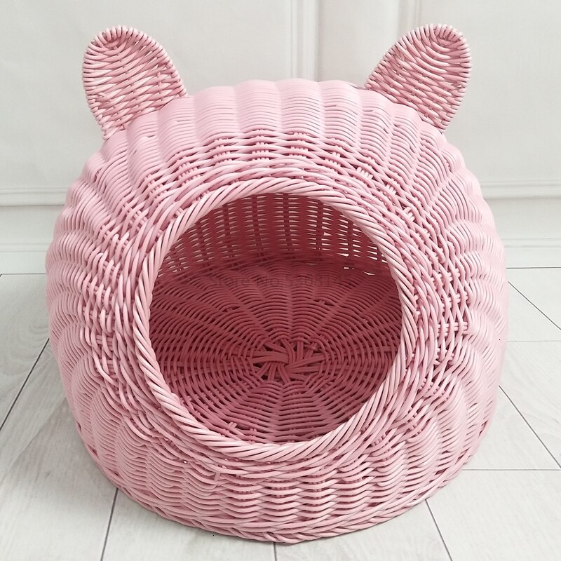 Caseta para gatos mimbre cuatro estaciones Red Universal lavable Casa Roja s verano pequeña perrera siamesa: Verde claro