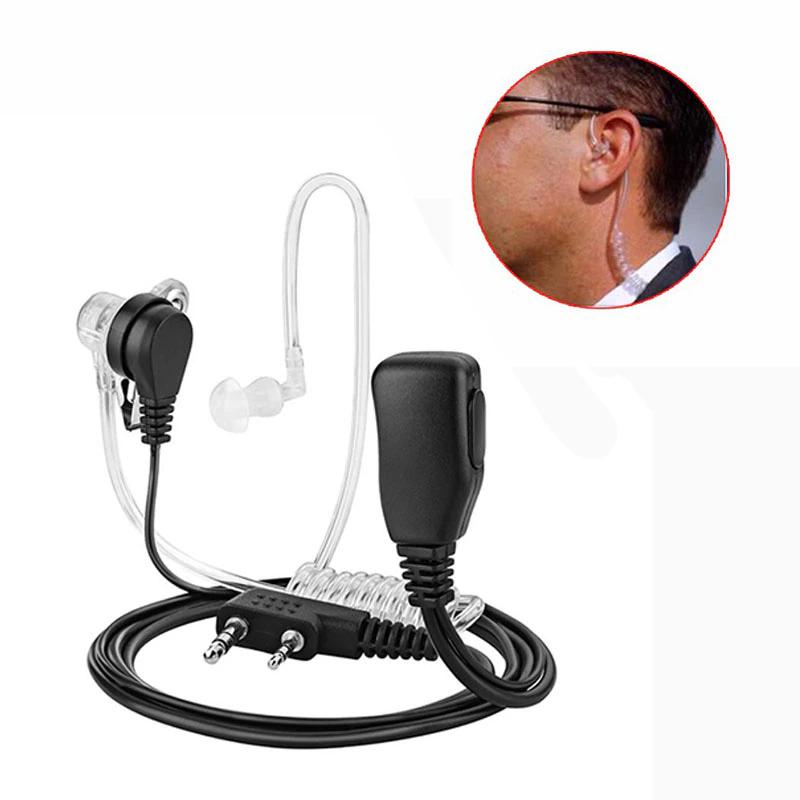 Baofeng-auriculares con micrófono PTT de 2 pines, tubo de aire acústico, micrófono, auricular para Radio Walkie Talkie antiradiación EMF