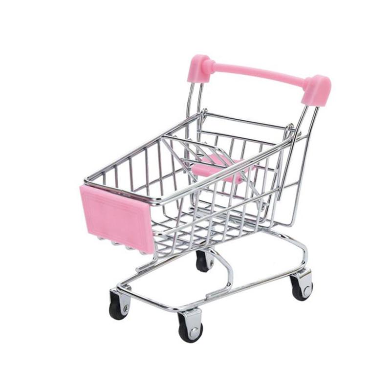 Leuke Mini Winkelwagen Supermarkt Handcart Opslag Kinderen Speelgoed Kantoor Home Decor Prachtig Speelgoed Voor Kinderen