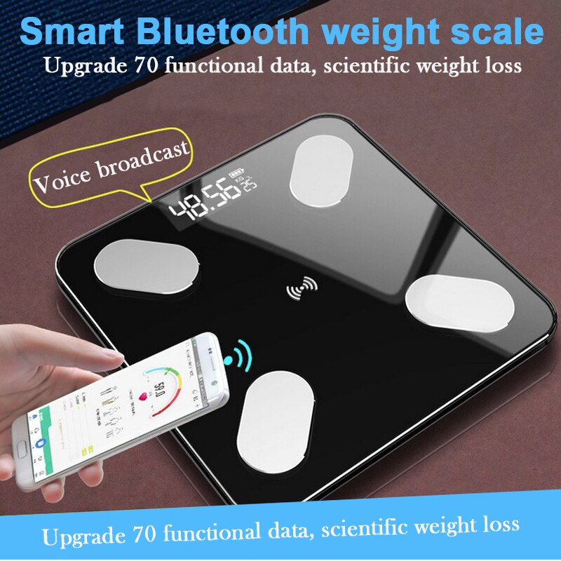 Bluetooth Smart Electronic Bathroom Scale Digital Display USB Charging Body Fat Scales TB
