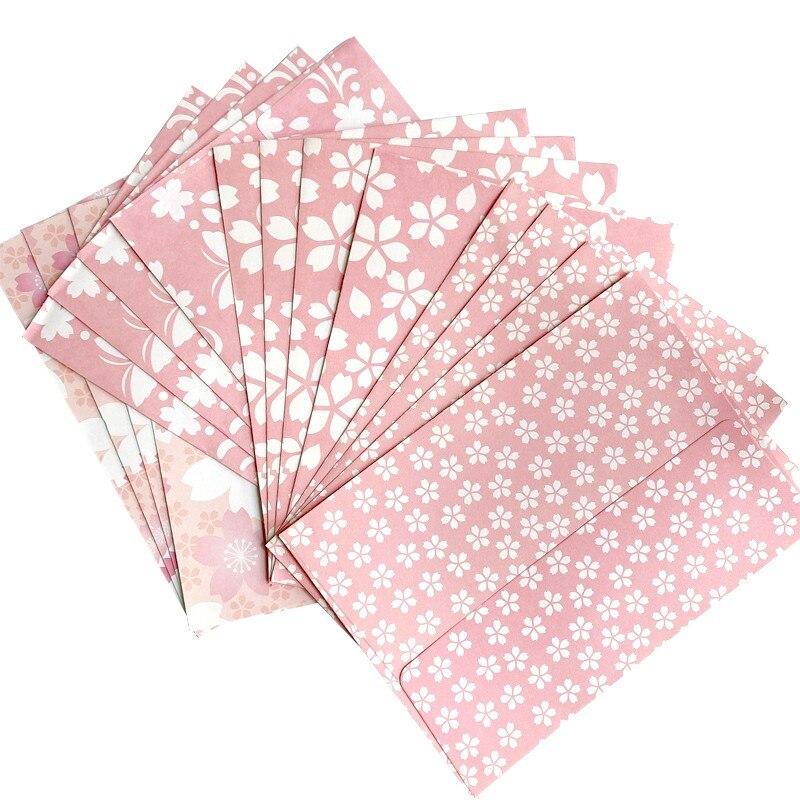 100pcs Pink Paper Envelope Wedding Invitation Envelope Box Craft For Letter Sakura Butterfly Student Letter