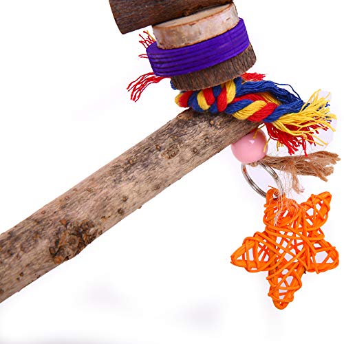 Bird Wooden Cotton Rope Chew Small Medium Large Parrots Metal Hook to Easily Place onto the Bird Cage or Bird Stand Playground