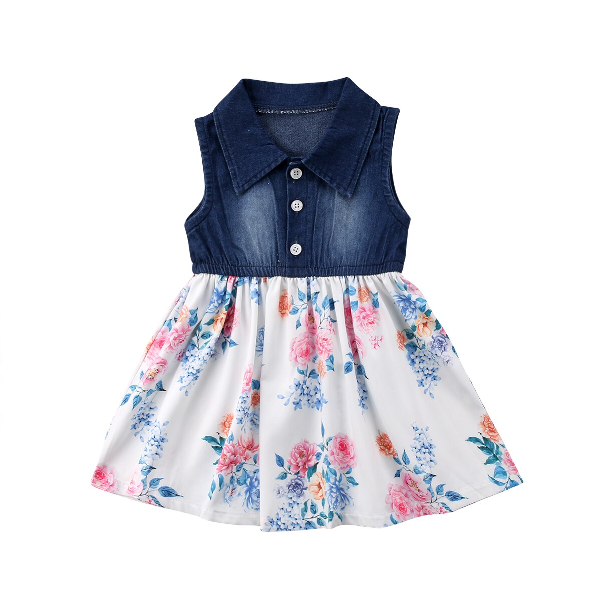 Gloednieuwe Peuter Baby Baby Girl Kids Peuter Zomer Denim Jeans Tutu Korte Mini Jurk Mouwloos Zonnejurk Outfits 1 -6 T: 6T