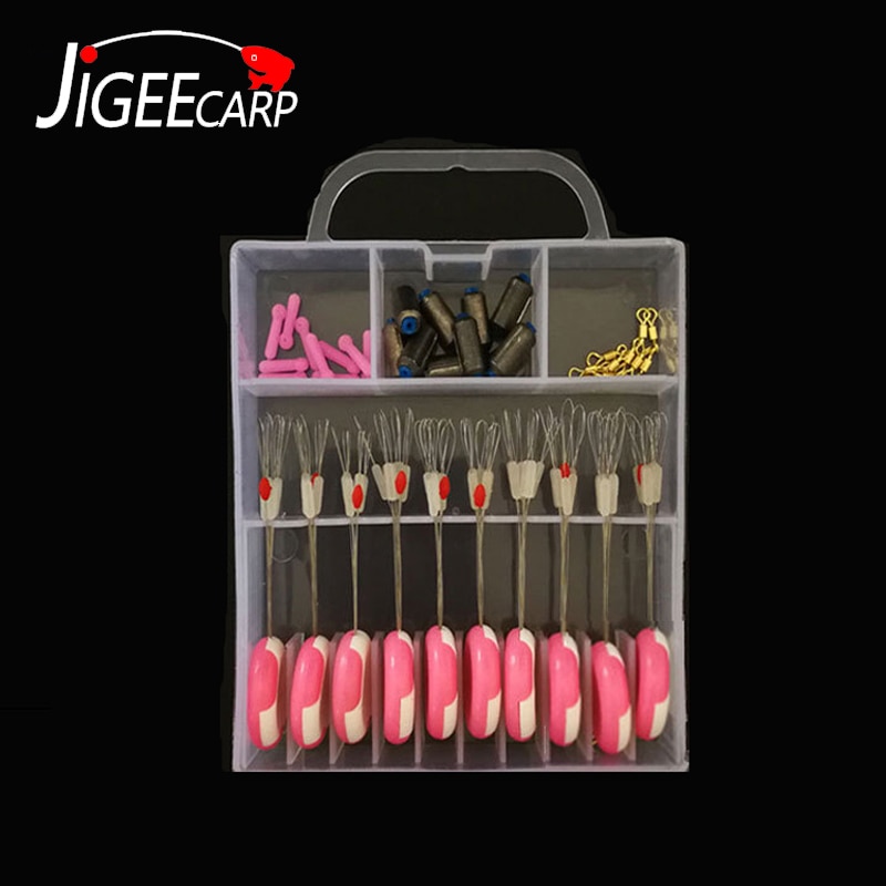 Jigeecarp 40 Stks/set Karpervissen Accessoire Siliconen 7 + 1 Ruimte Bean Set Lood Sinker Zwevende Zetel Metalen Connector Vissen visgerei