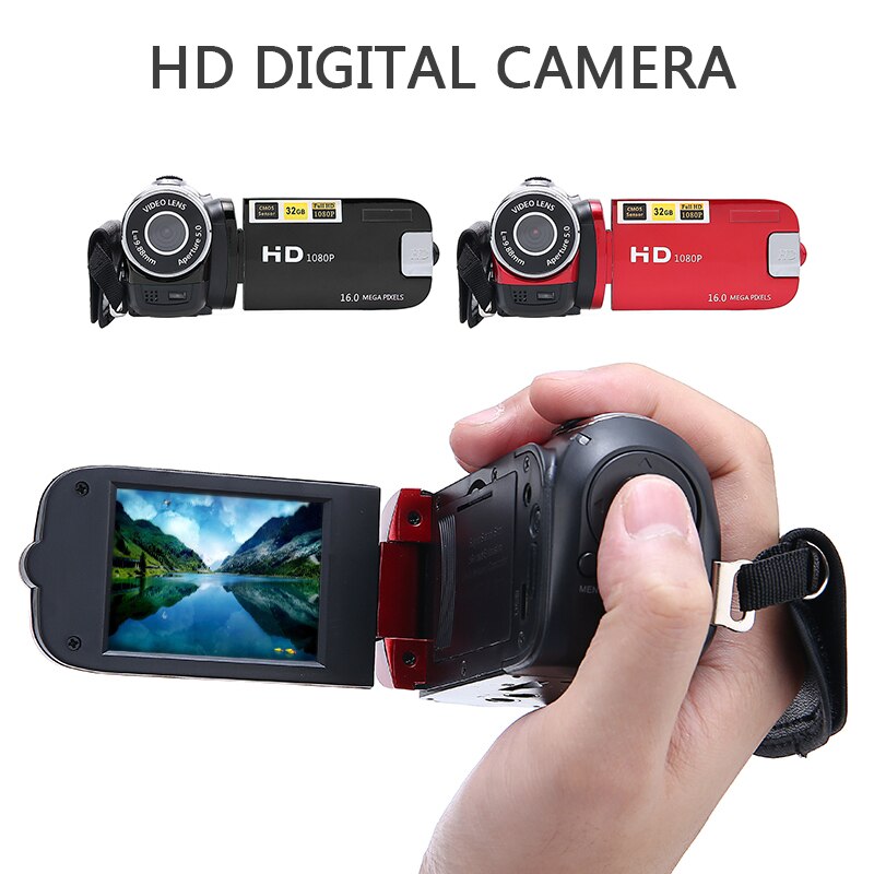 Cámara de grabación de vídeo Full HD 1080P para selfies, videocámaras con pantalla de rotación de 270 grados, 16 megapíxeles, antivibración, para vlogs