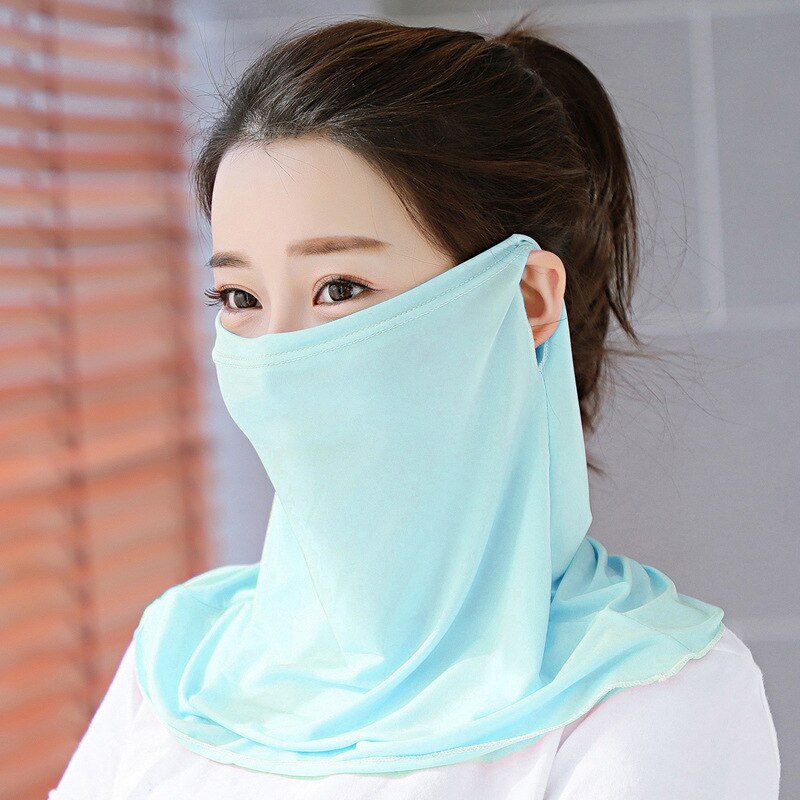Seide Gesicht Maske Frauen Sonnenschutz Schals Hals Abdeckung fest drucken Dame Wandern Reiten Mund Schal Ring wickelt Halstuch Neue: T