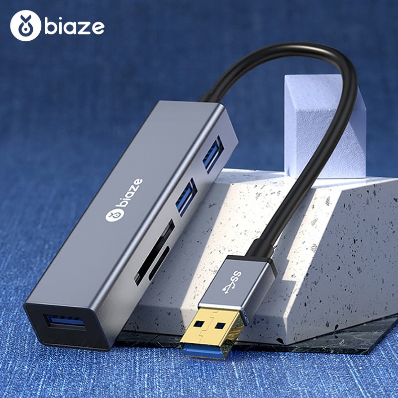 Biaze USB Hub 3.0 High Speed 3 Poorten Usb Hub Splitter Adapter Sd-kaart TF Kaartlezer Voor PC Laptop computer Notebook USB 3.0 Hub