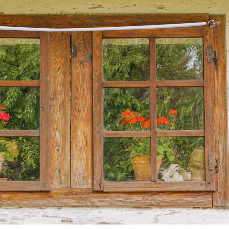 Gardinwire og kroker sett , 3 meter nettgardinwire med 8 stk skrukroker for nettgardinstang