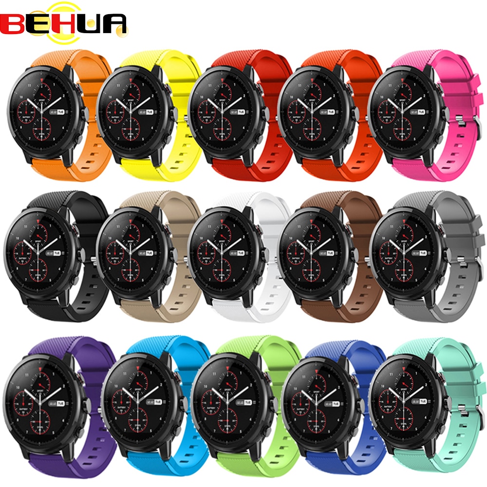 22mm Morbido Gel di Silice Sport Watch Band Strap Per Huami Amazfit Stratos Astuto Della Vigilanza per Amazfit Ritmo Stratos 2/ 2 s Cinghie Braccialetto